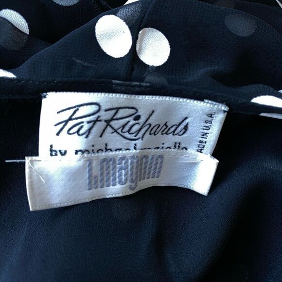 Vintage Pat Richards Black And White Polka Dot Flouncy Dress, Size S - Picture 7 of 9